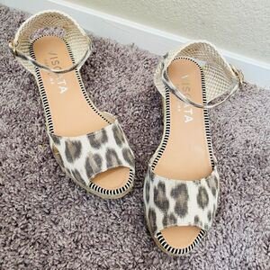 VISCATA Cavall Leopard Animal Print Canvas Espadrille Sandal Wedges Size 38/7.5